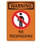 Signmission OSHA Warning Sign, 10" Height, Rigid Plastic, No Trespassing, Portrait, WS-P-V-13373 OS-WS-P-710-V-13373 - alternate 1